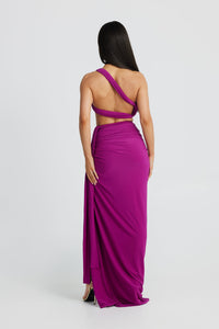 Labelle Slanted Shoulder Halter Set In Pink