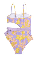 Baelric Flower Printed Swimwear In Purple