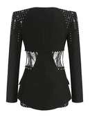 Breneon Rhinestone Cutout Blazer Set