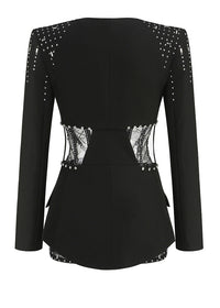 Breneon Rhinestone Cutout Blazer Set