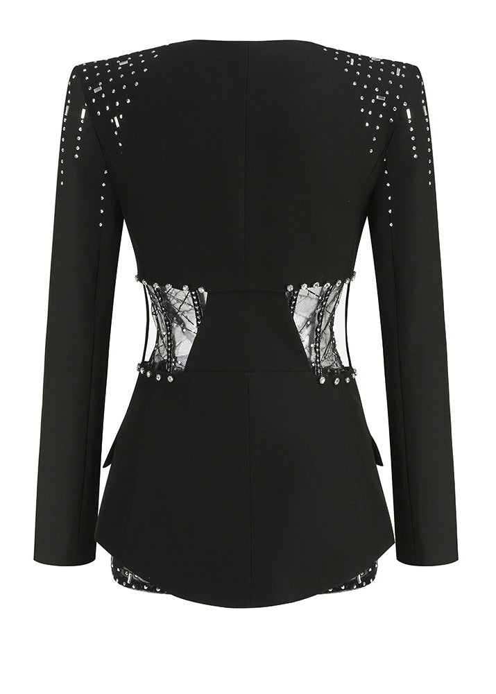 Breneon Rhinestone Cutout Blazer Set