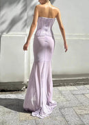 Isoclinal One Shoulder Floral Maxi Dress In Lavender