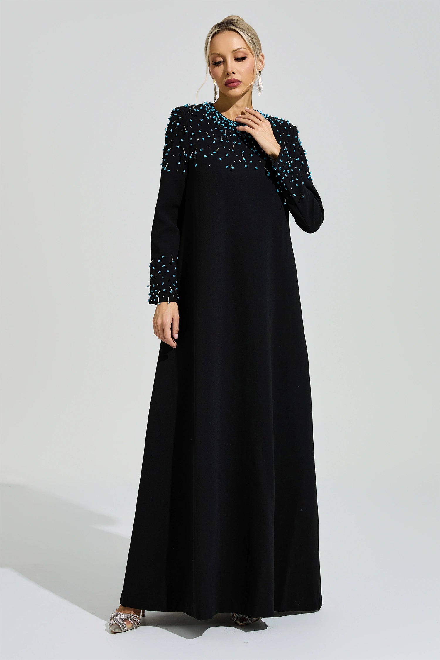 Grythaven Black Beaded Maxi Dress