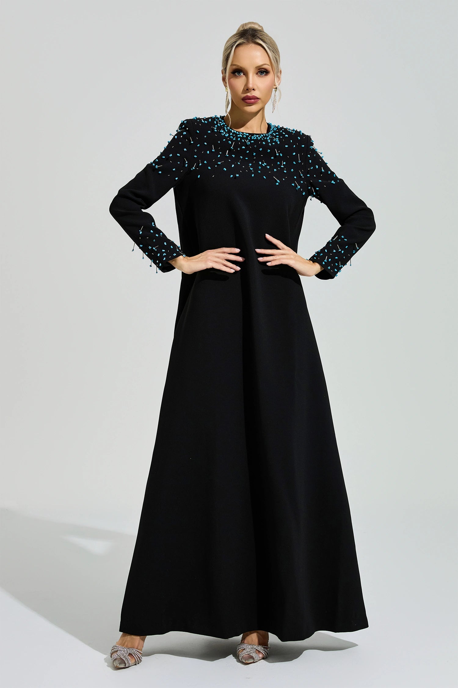 Grythaven Black Beaded Maxi Dress