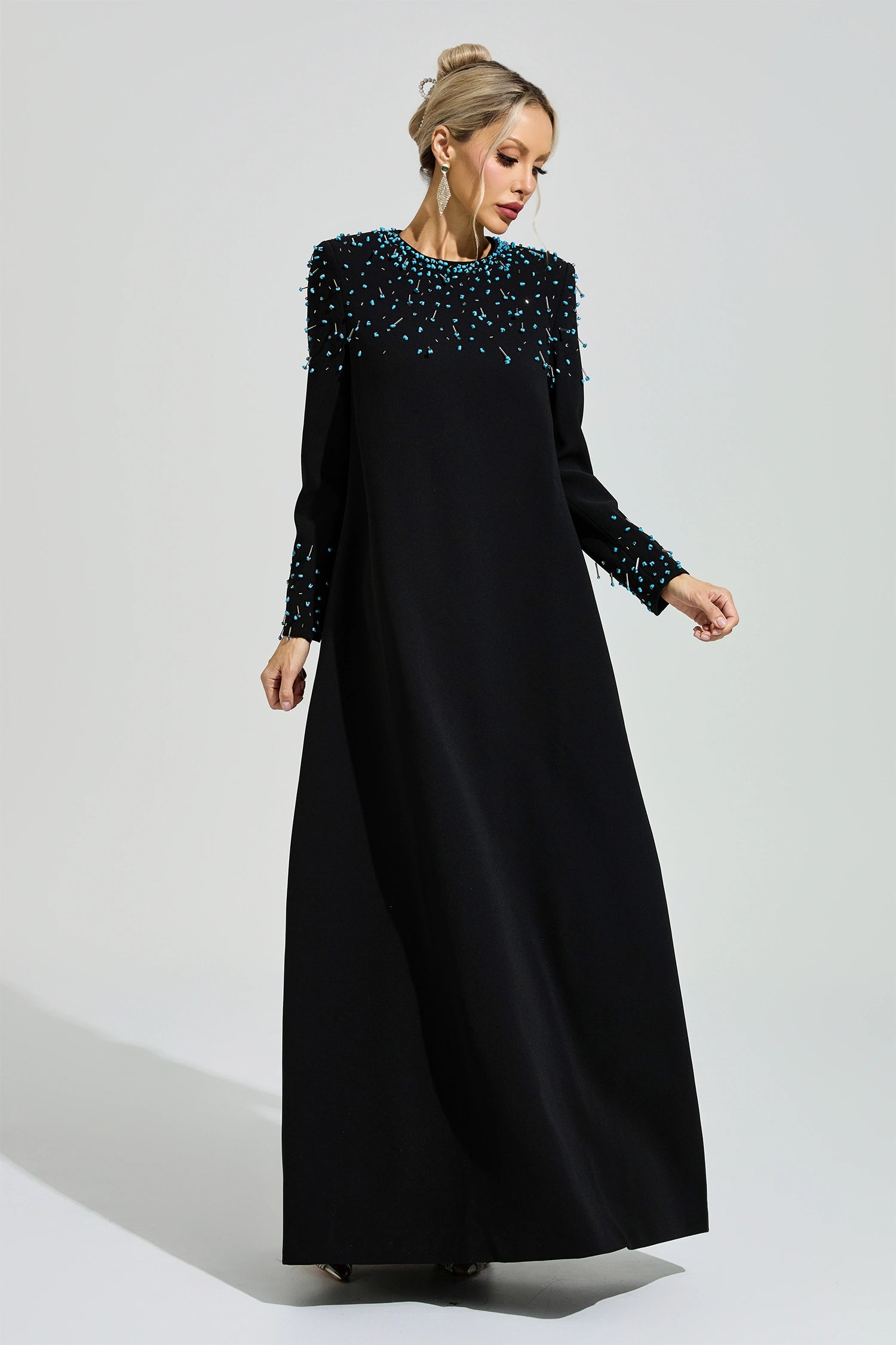 Grythaven Black Beaded Maxi Dress