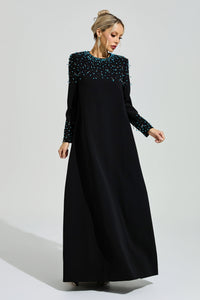 Grythaven Black Beaded Maxi Dress