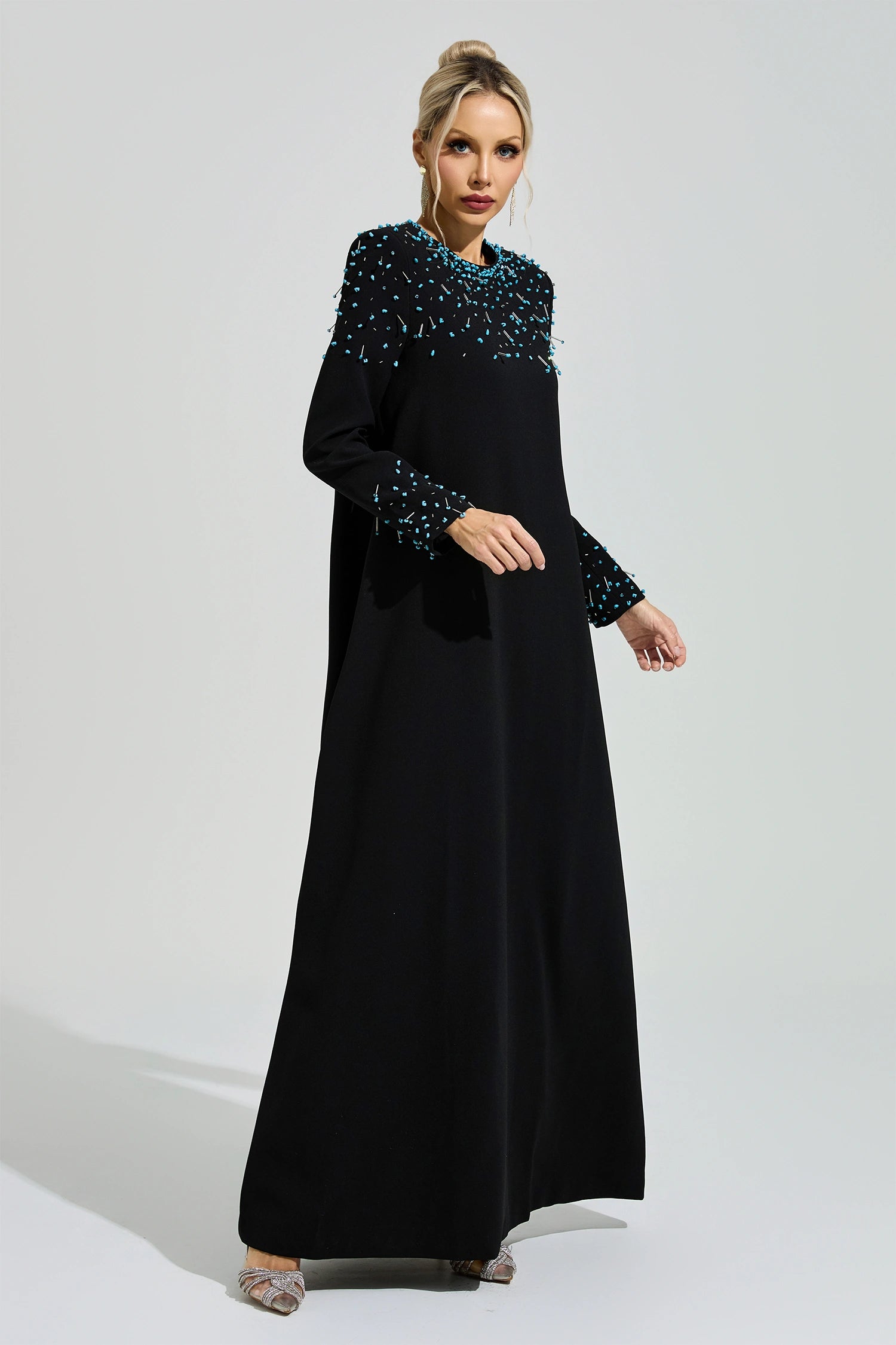 Grythaven Black Beaded Maxi Dress