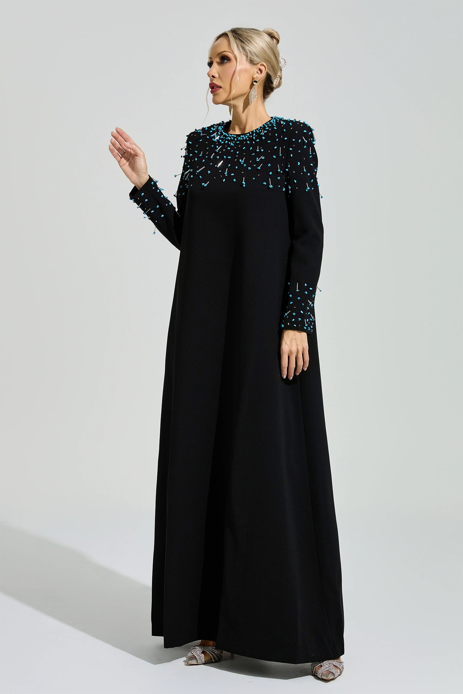 Grythaven Black Beaded Maxi Dress