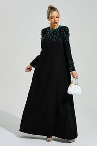 Grythaven Black Beaded Maxi Dress