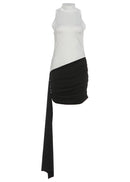 Dewei High Neck Draped Mini Dress