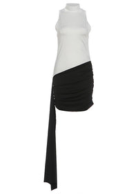 Dewei High Neck Draped Mini Dress
