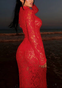 Lynvora Lace Split Maxi Dress