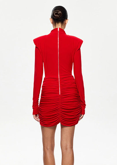 Alexander Long Sleeve Cutout Mini Dress In Red