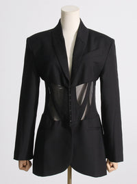 Flavio V-Neck Corset Jacket In Black