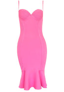 Uzgoth Bustier Fluted Midi Dress In Pink