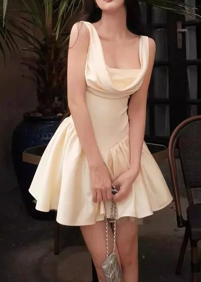 Jyria Draped Corset A Line Dress In Ivory