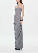 Aleka Strapless Draped Two Piece Maxi Dress