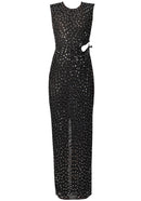 Haxara Crystal Cutout Maxi Dress In Black