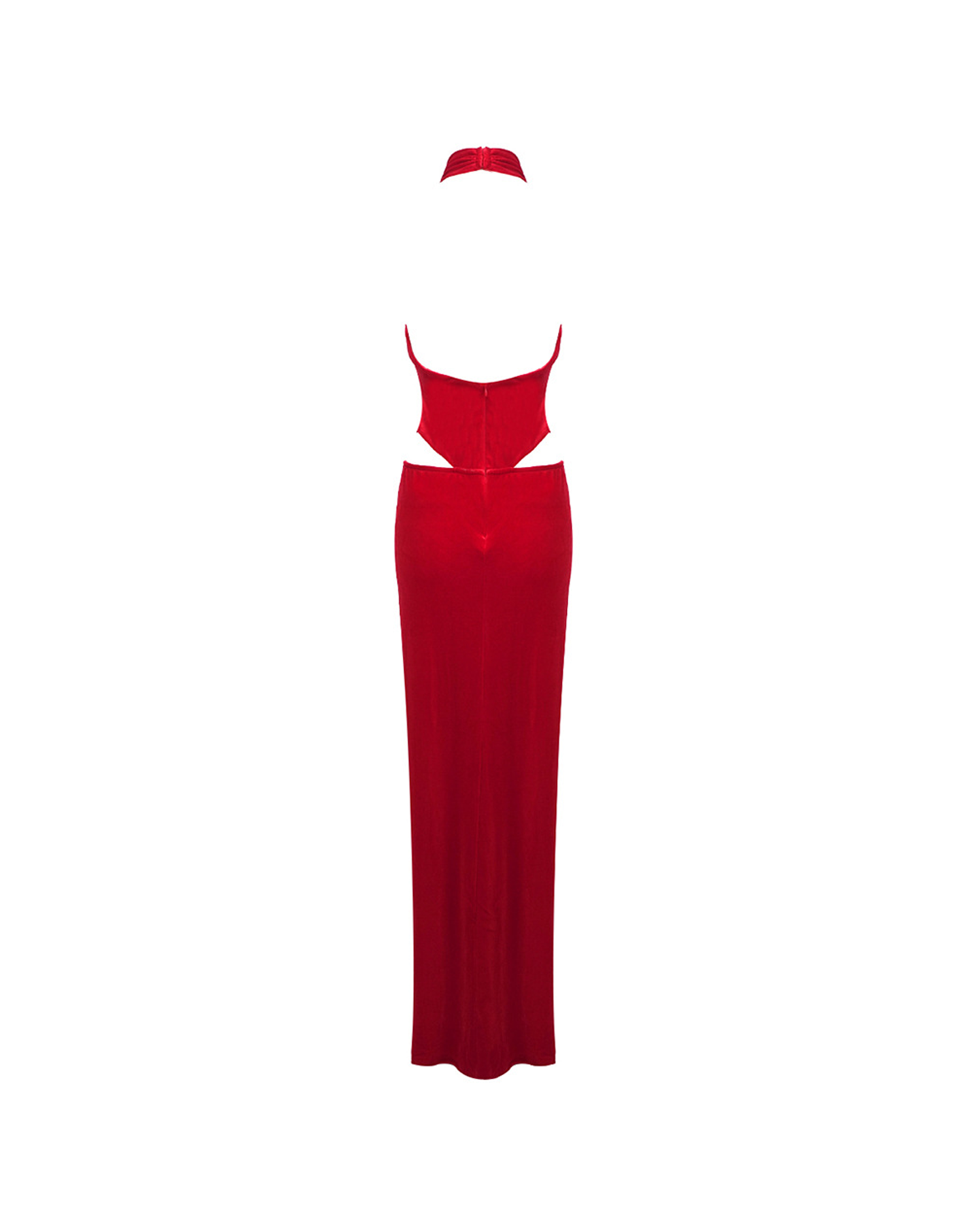 Vieira Crystal Rose Flower Cutout Maxi Dress In Red