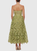 Isoline Lace Floral Embroidered Cutout Midi Dress