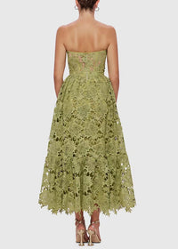 Isoline Lace Floral Embroidered Cutout Midi Dress