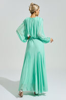 Laxory Green Pleated Maxi Dress