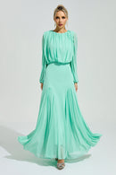 Laxory Green Pleated Maxi Dress