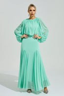 Laxory Green Pleated Maxi Dress