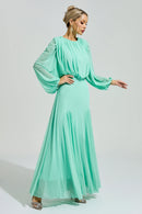 Laxory Green Pleated Maxi Dress