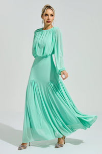 Laxory Green Pleated Maxi Dress