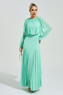 Laxory Green Pleated Maxi Dress