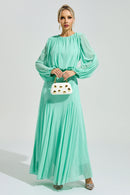 Laxory Green Pleated Maxi Dress