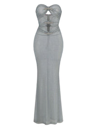 Radek Mint Rhinestone Strapless Maxi Dress