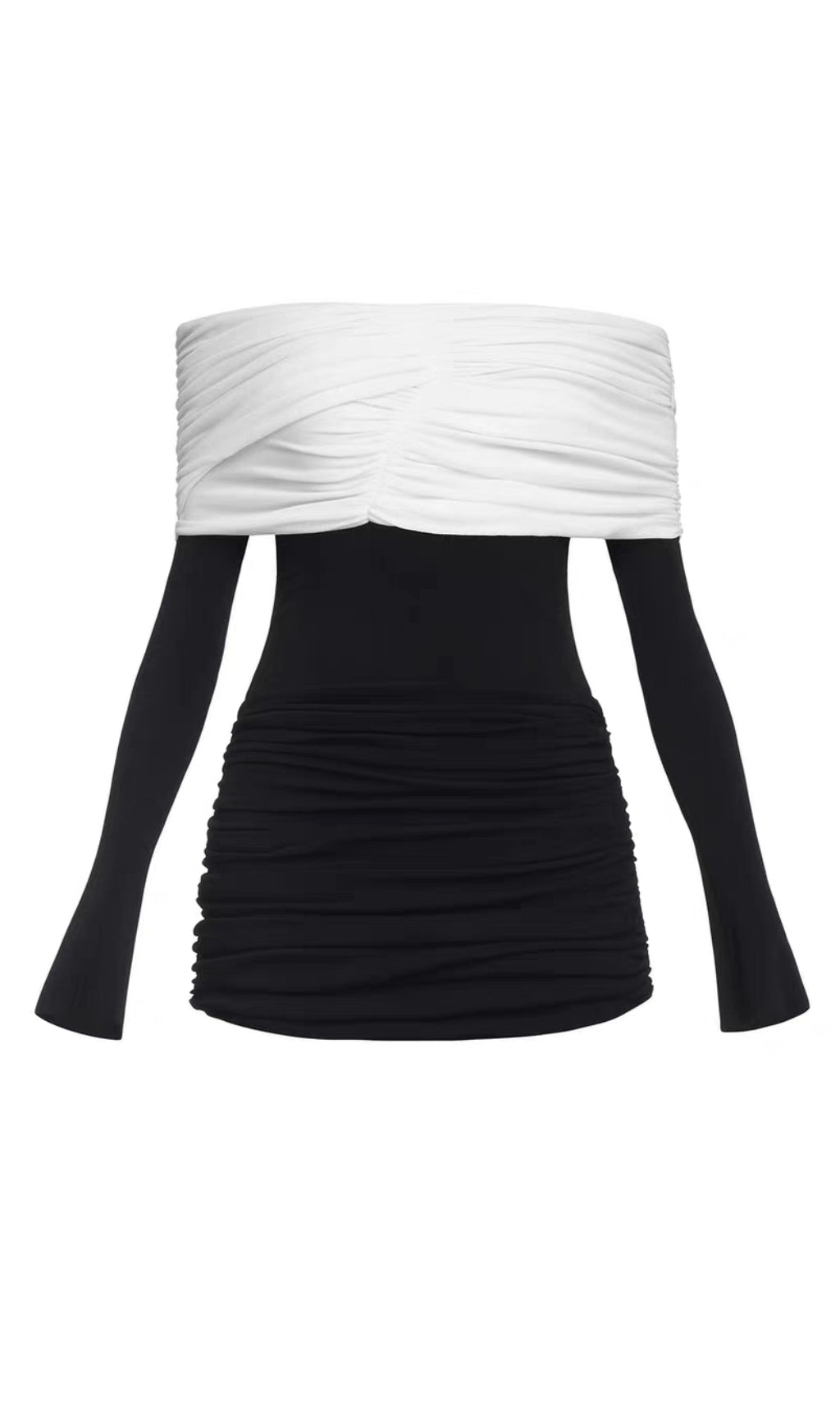 Zoravell Off Shoulder Draped Mini Dress In Black