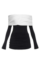 Zoravell Off Shoulder Draped Mini Dress In Black