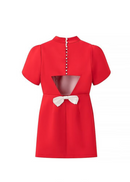 Esaac Back Cutout Bowknot Red Mini Dress