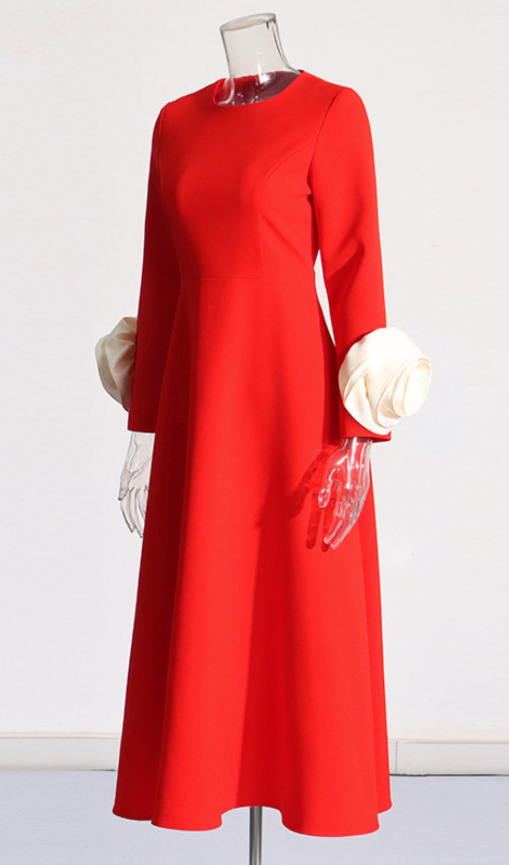 ALYVIA FLOWER EMBELLISHED MIDI DRESS-Fashionslee