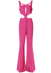 Naiara Long Sleeve Blazer Jumpsuit Suit Hot In Pink
