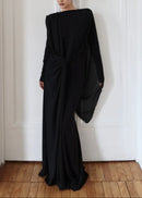Drynthos Long Sleeve Draped Design Maxi Dress In Black