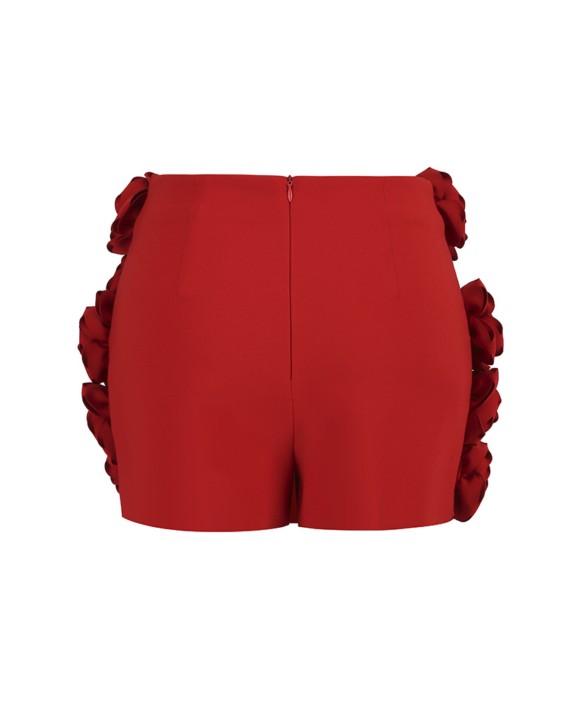 Tova 3D Flower Embellished Skirt In Red