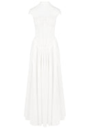 Sarayi Structured Mesh A Line Maxi Dress In White