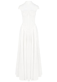 Sarayi Structured Mesh A Line Maxi Dress In White
