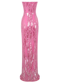 Aevryn Strapless Sequin Maxi Dress In Pink