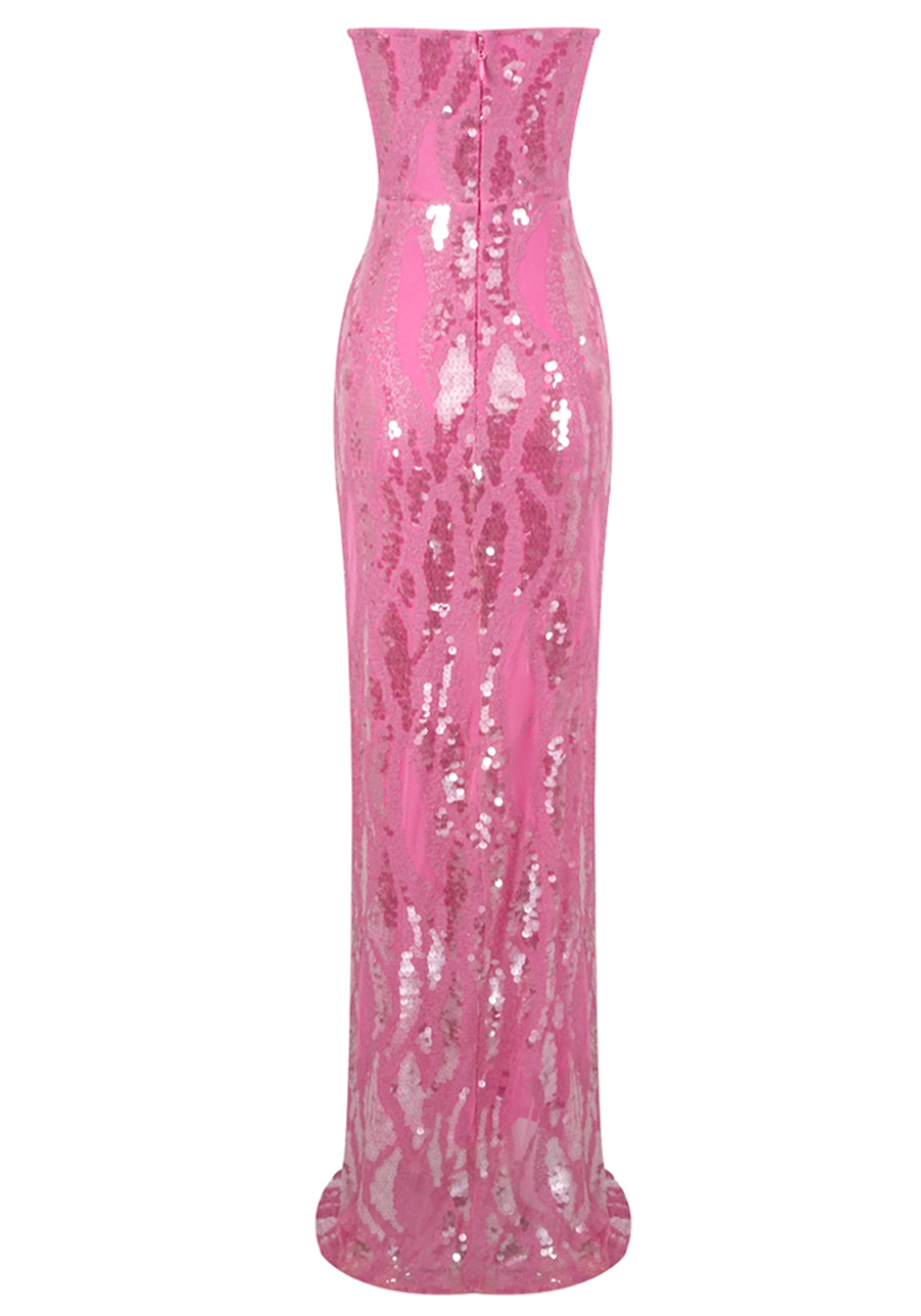 Aevryn Strapless Sequin Maxi Dress In Pink