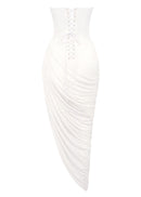 Exodar Strapless Draped Corset Maxi Dress In White