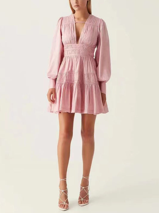 Snorri Ruched Mini Dress In Pink