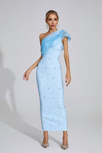 Eryndra Diamond Bandage Maxi Dress In Blue