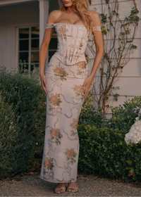 Irrotor Floral Corset Two Piece Maxi Dress