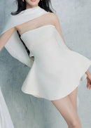 Jyxaris Scarf Strapless Flare Mini Dress In White
