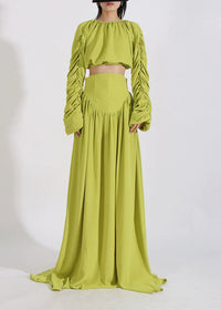 Vaelun Long Sleeve Ruched Skirt Set